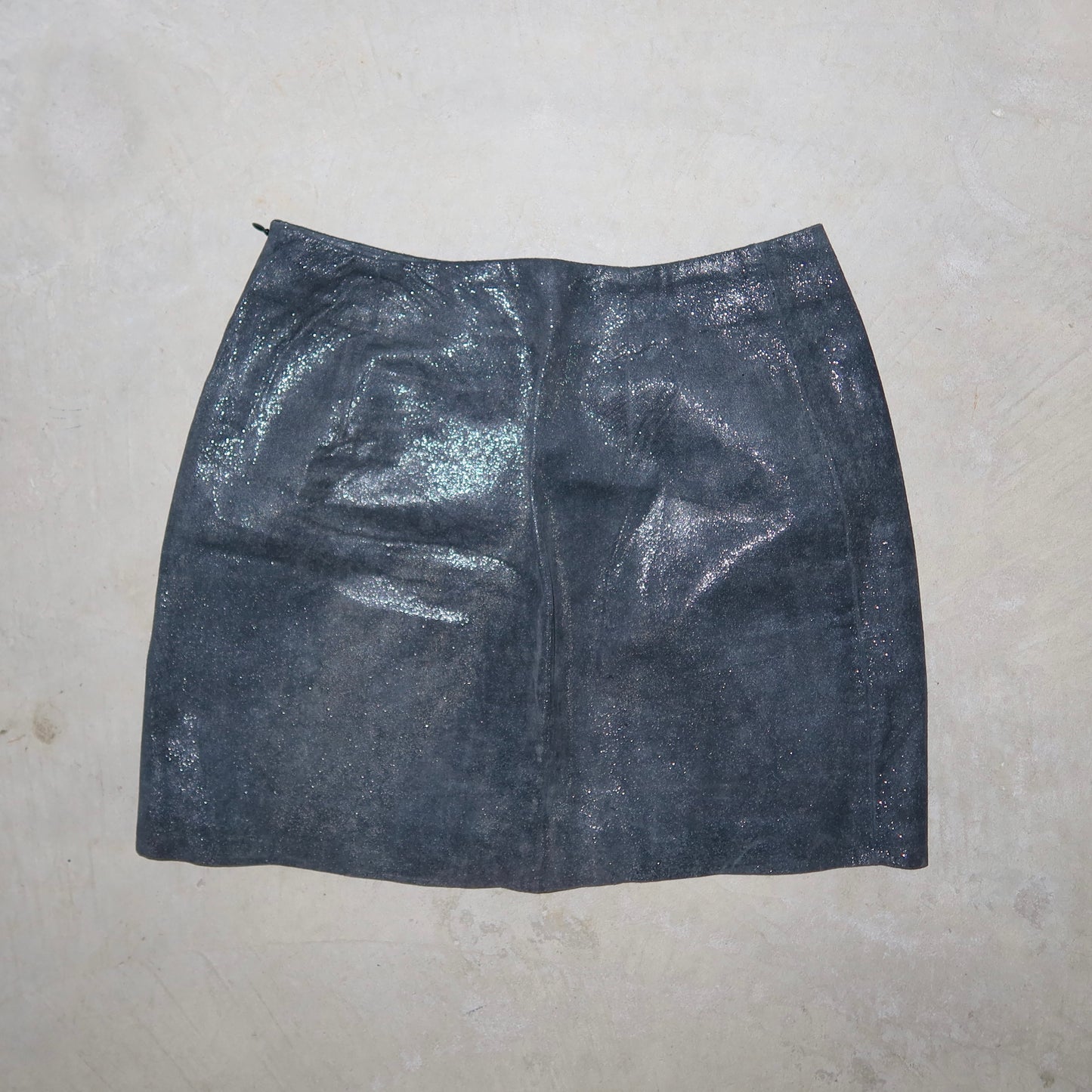 Plein Sud Glittery Leather Mini Skirt