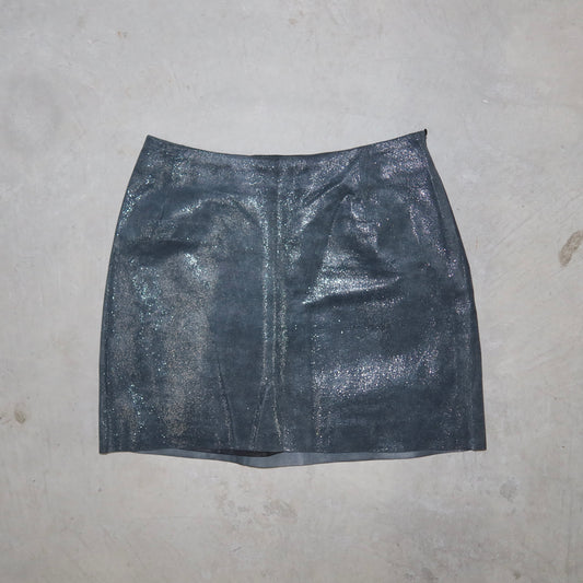 Plein Sud Glittery Leather Mini Skirt