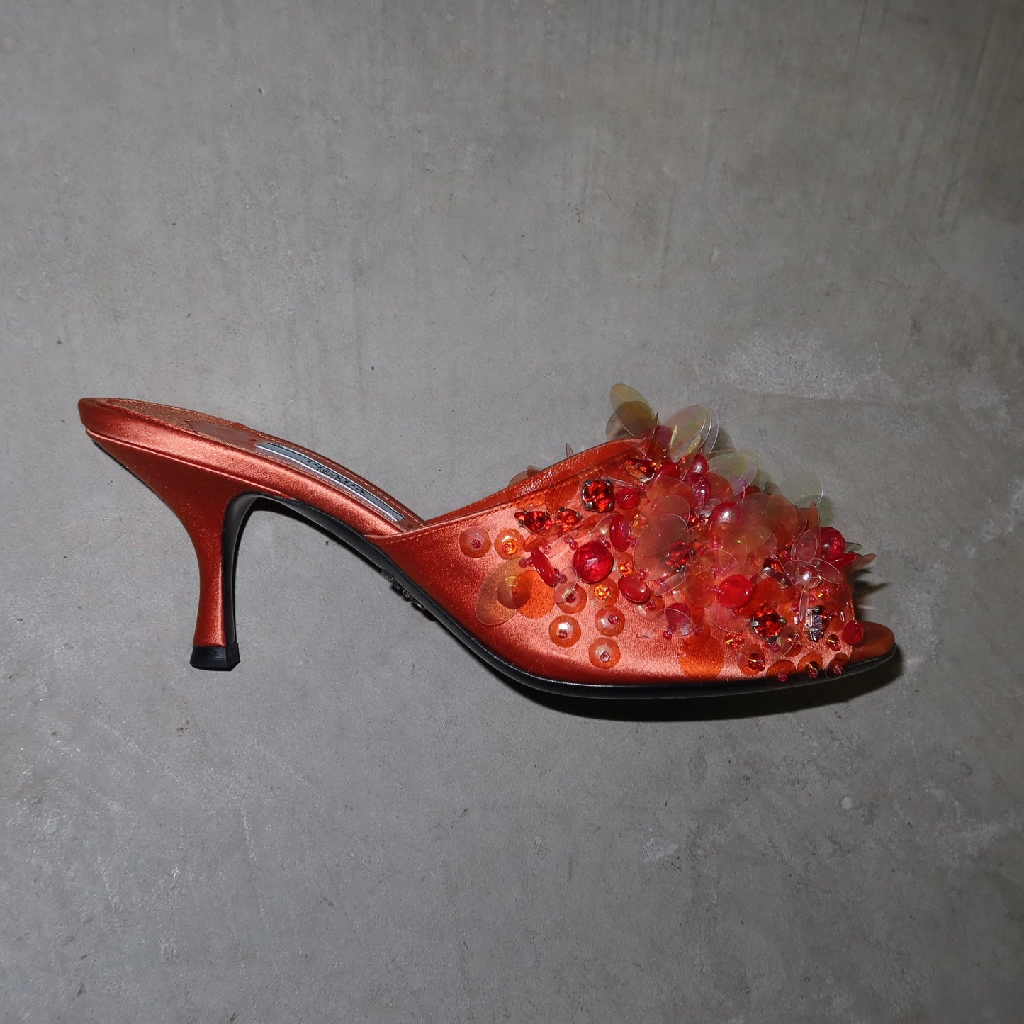Prada Orange Sequin Kitten Heels (38)