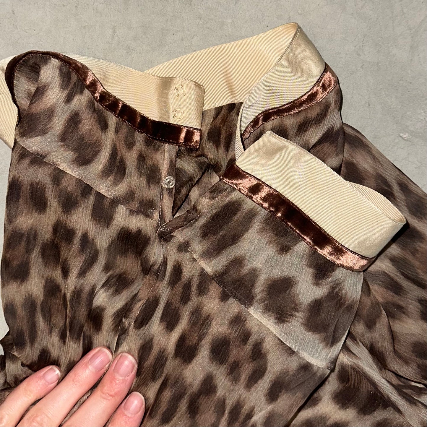 Blumarine Semi Sheer Silk Leopard Print Skirt