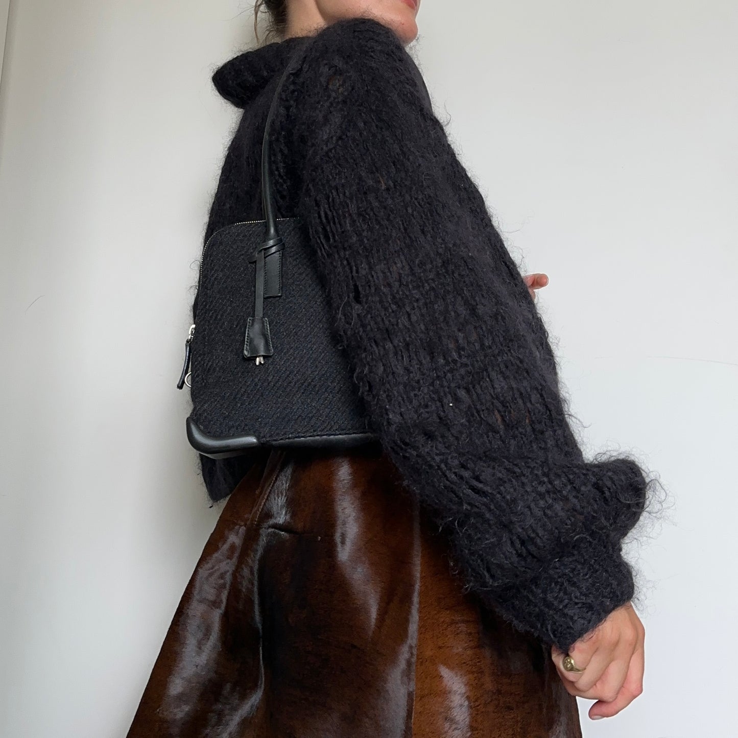 Prada Re-Edition 1995 Grey Wool Bag