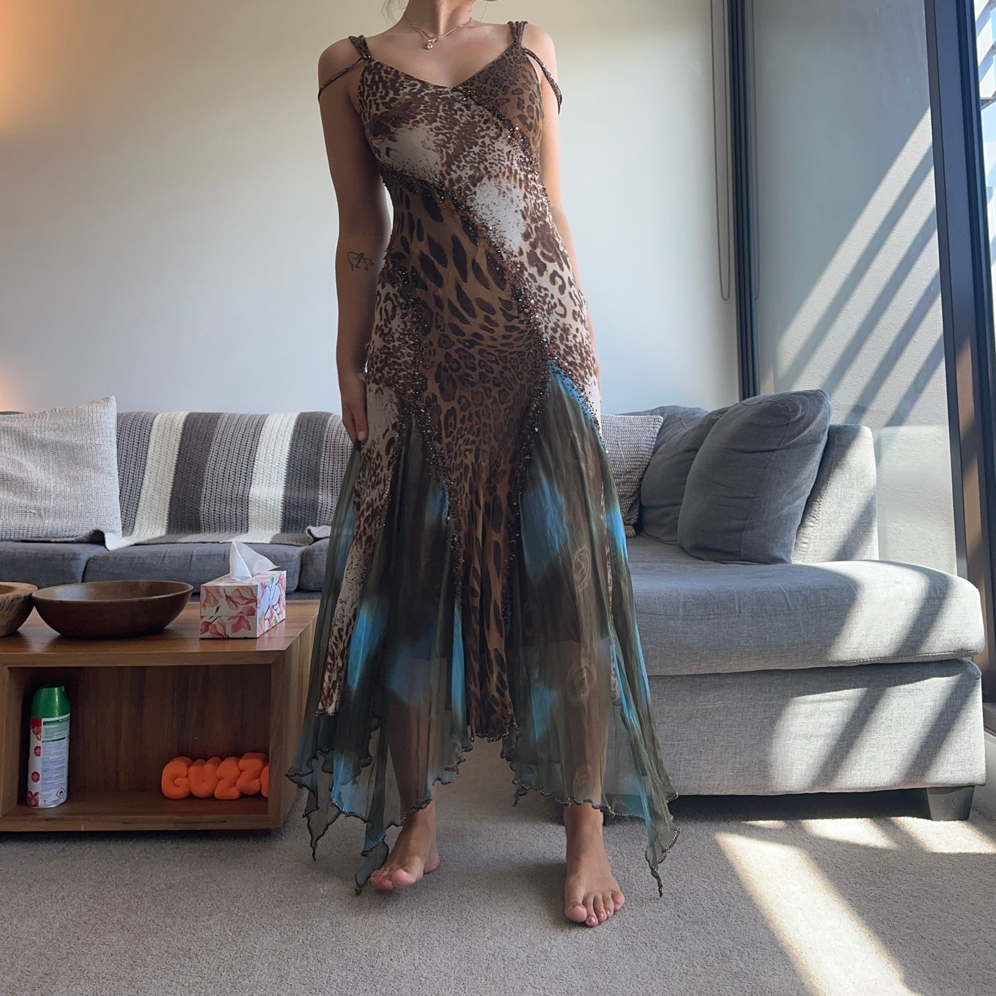 YVE London Silk Leopard Print Dress