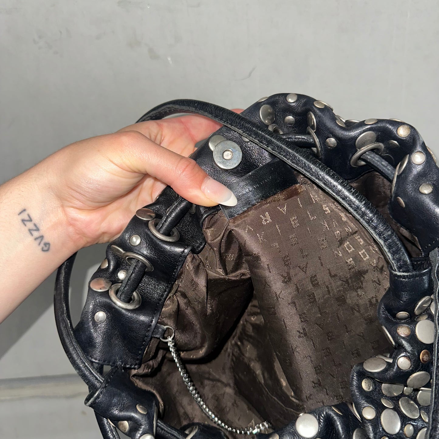 Sonia Rykiel Black and Silver Domino Bag