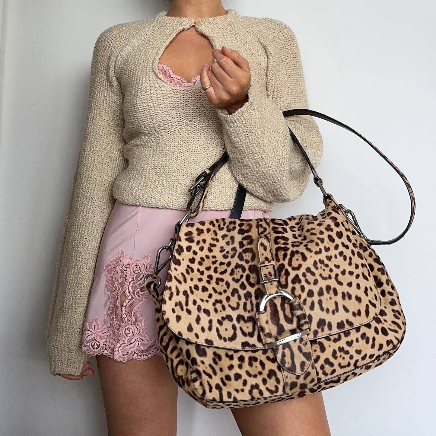 Ralph Lauren Cowhide Leopard Print 2WAY Bag