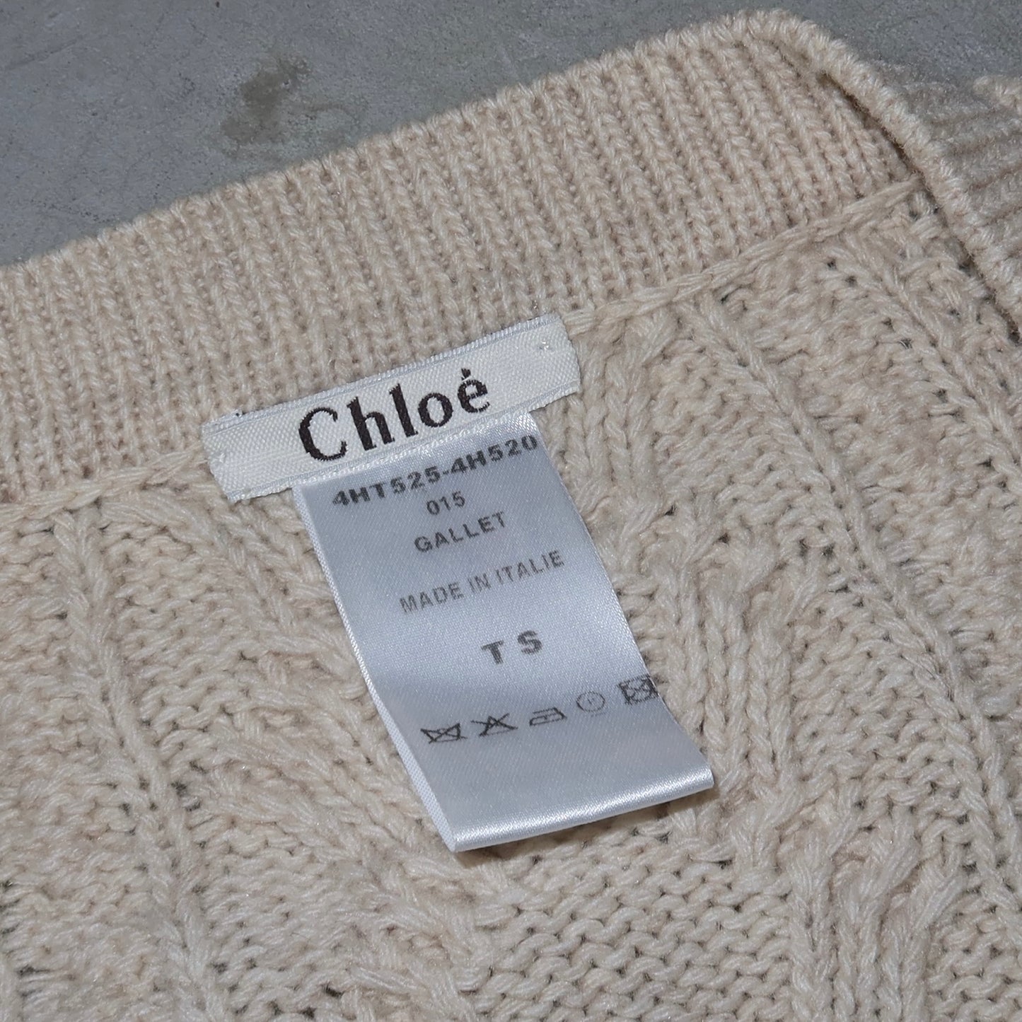 Chloé AW2004 Cable Knit Deep V Jumper