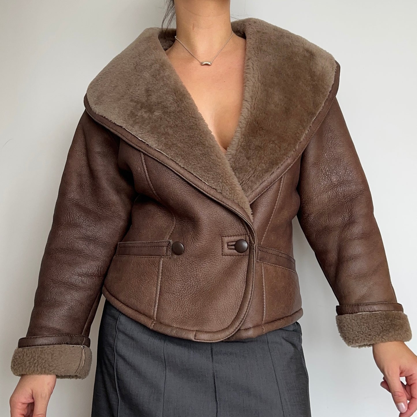 Blumarine Leather Shearling Jacket