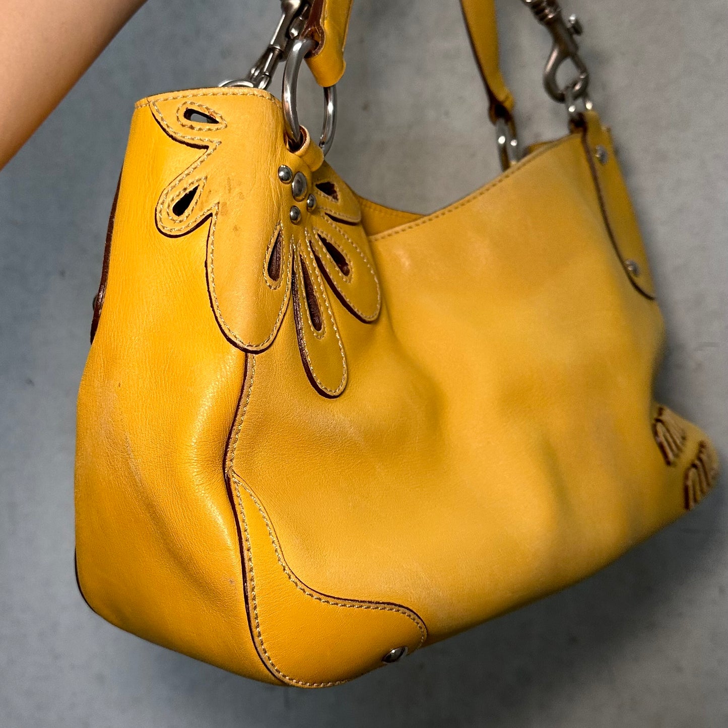 Miu Miu Yellow Logo Shoulder Bag