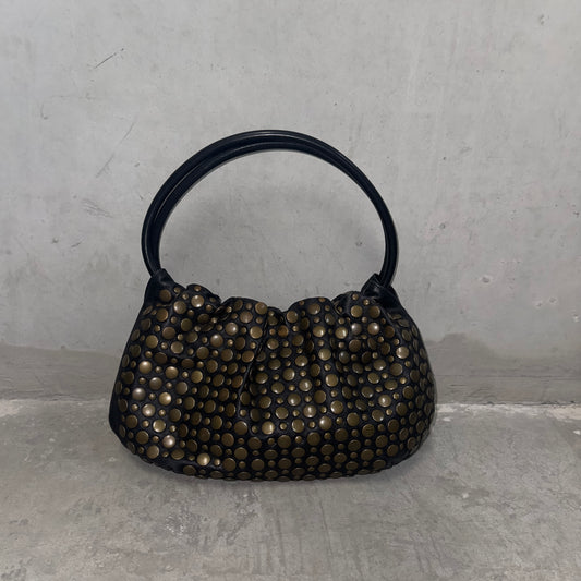 Sonia Rykiel Black Domino Bag with Bronze Studs