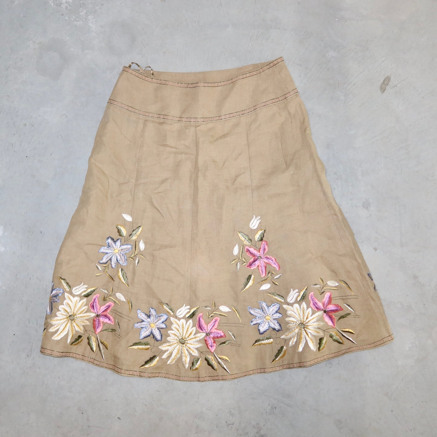 DKNY Embroidered Linen Skirt