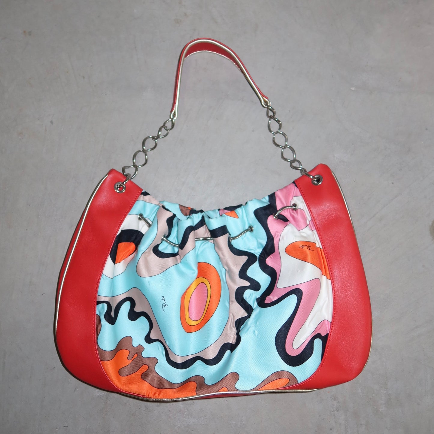 Emilio Pucci Rare Printed Charm Logo Bag