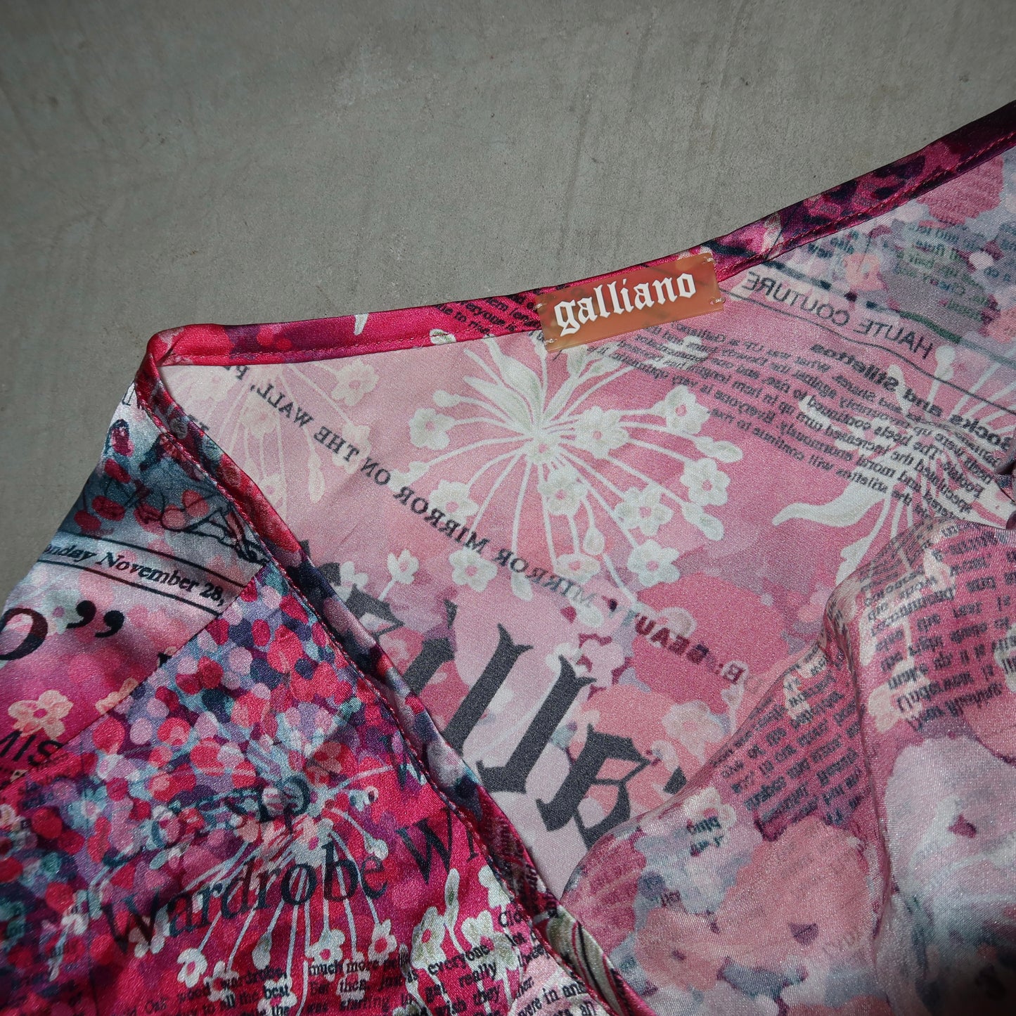 John Galliano Silk Newspaper Print Skirt