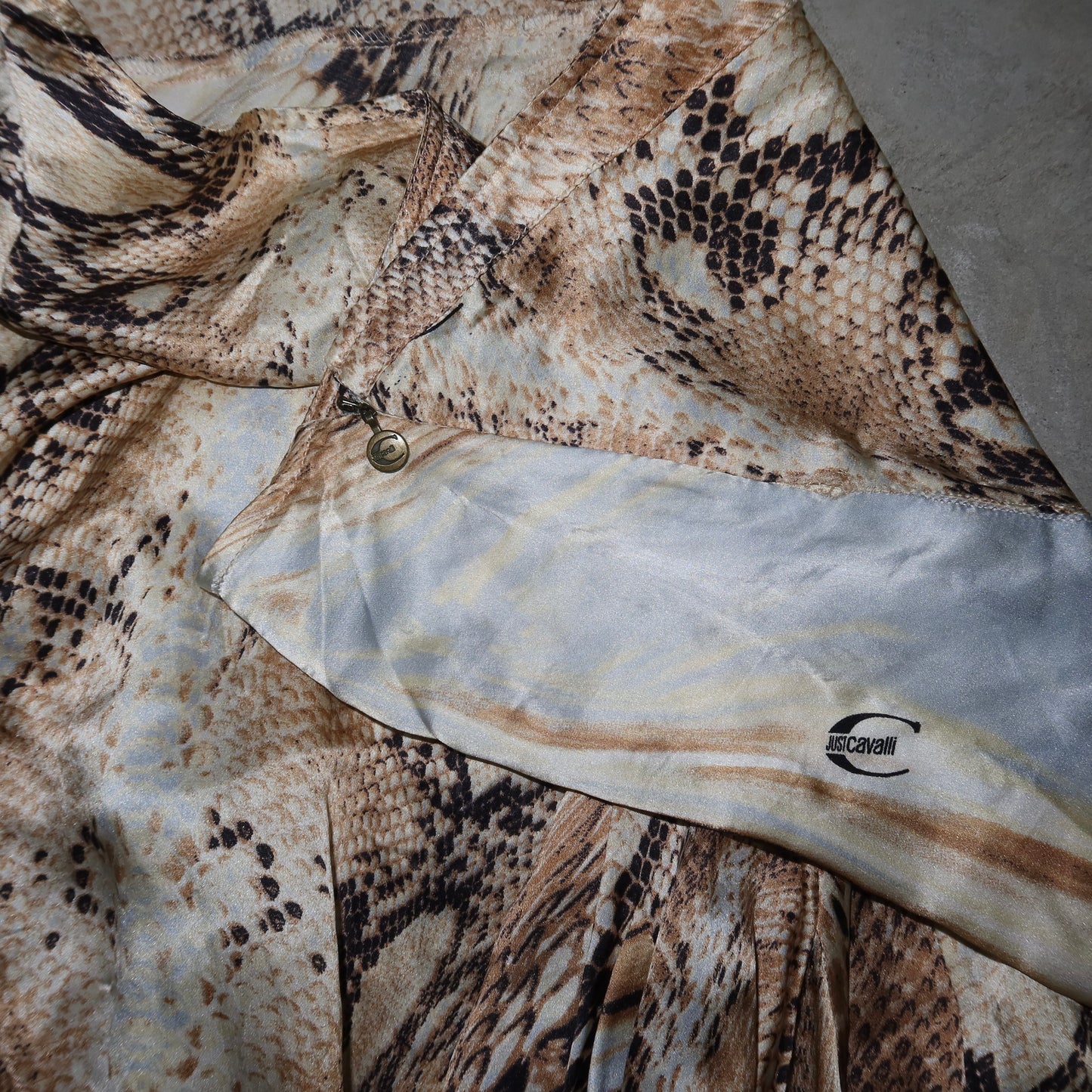 Just Cavalli Silk Snake Print Skirt