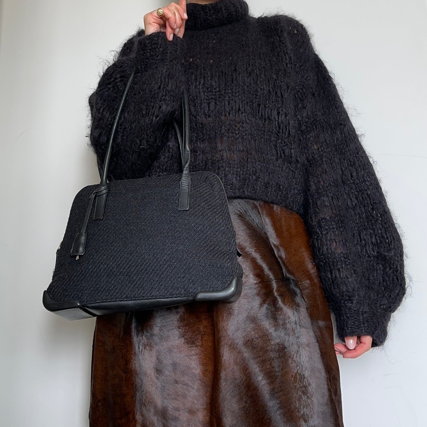 Prada Re-Edition 1995 Grey Wool Bag
