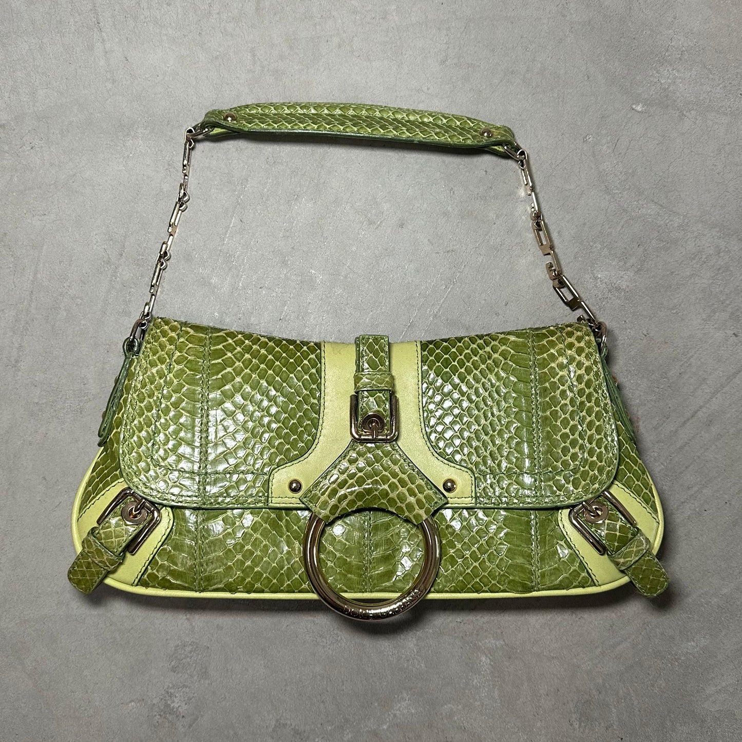 Dolce & Gabbana Flap Front FW04 Green Python Handbag
