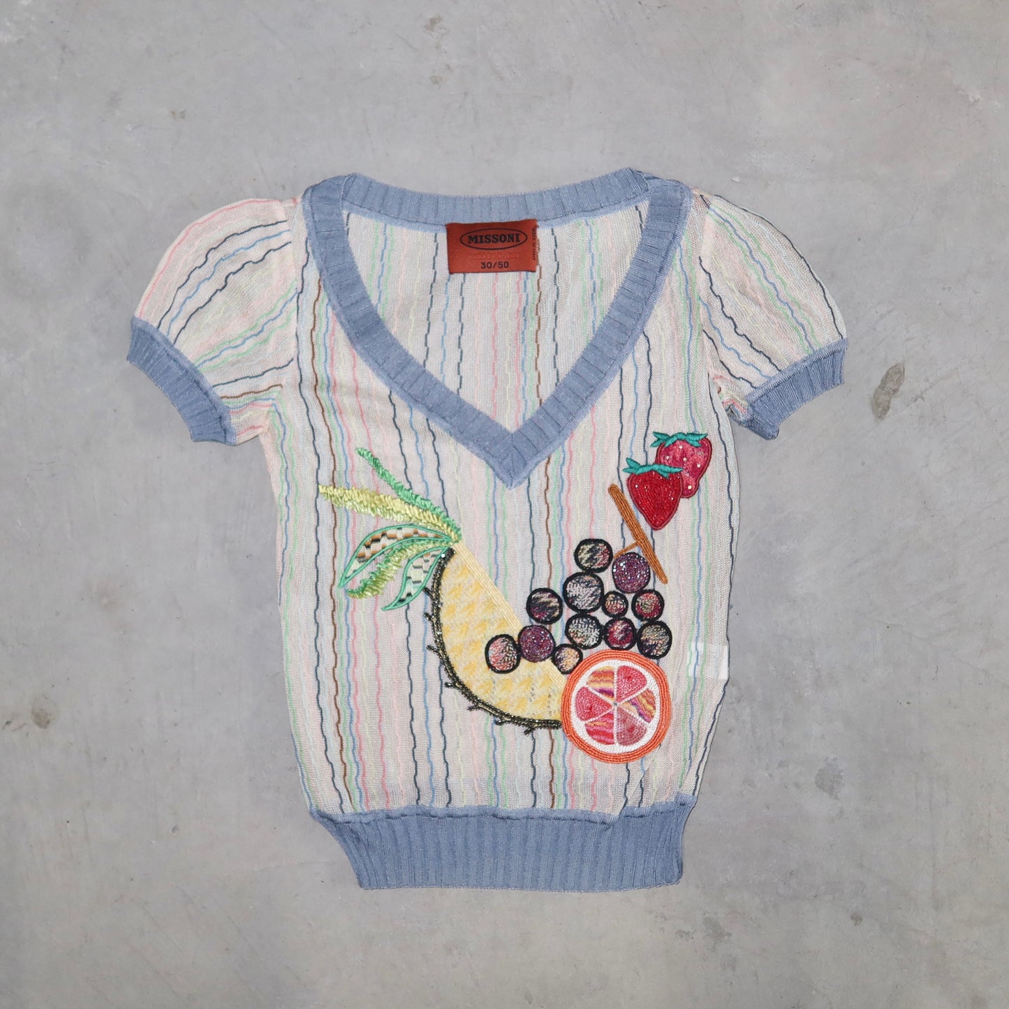 Missoni SS2005 Rare Embroidered Fruits Top