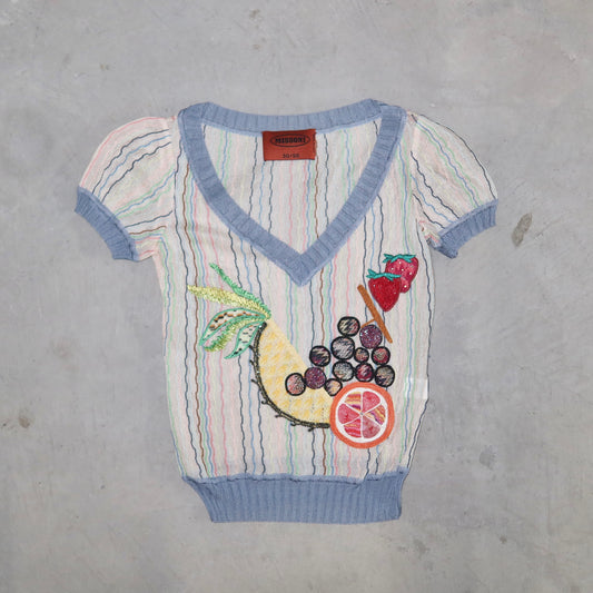 Missoni SS2005 Rare Embroidered Fruits Top