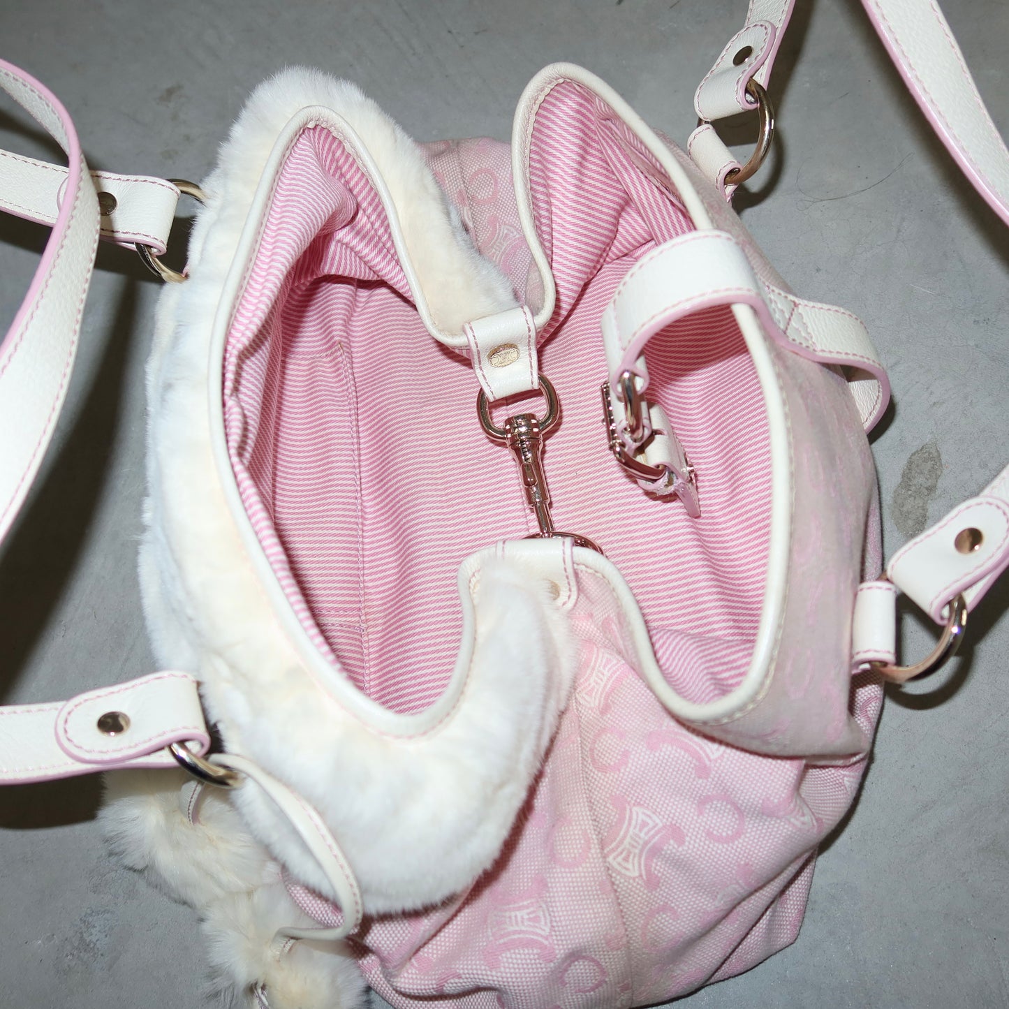 Celine Rabbit Fur Pink Macadam Bag
