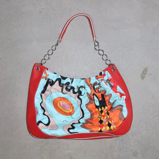 Emilio Pucci Rare Printed Charm Logo Bag
