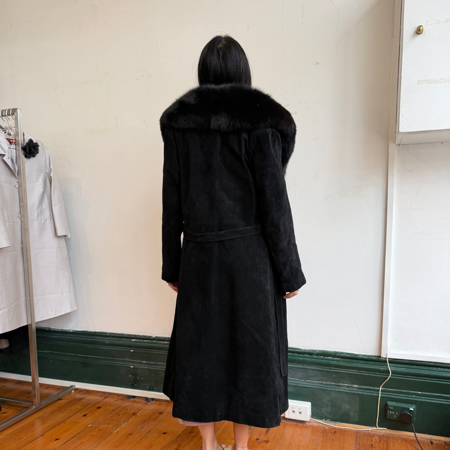 Vintage Fur Lined Suede Trench