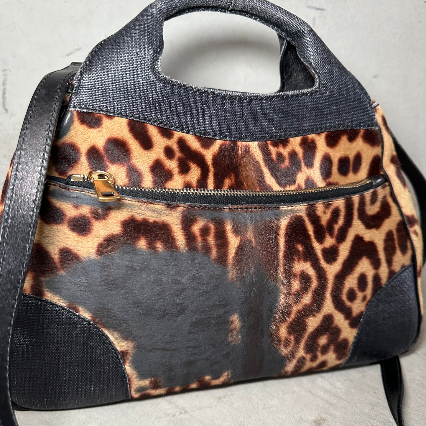 YSL Denim and Leopard Print 2WAY Bag