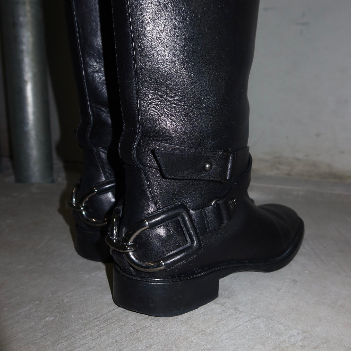 Celine Black Leather Horse-Bit Boots (37)
