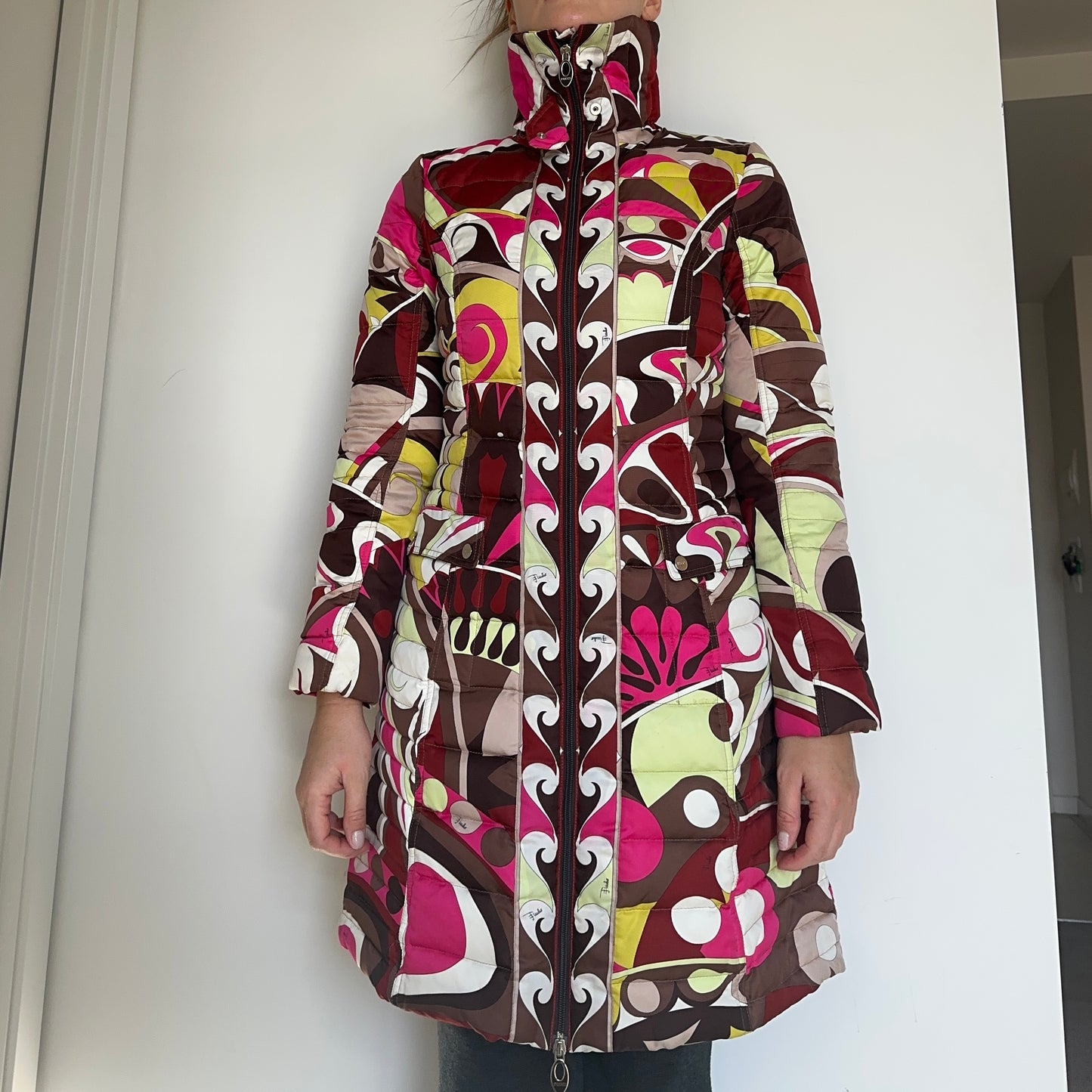 Emilio Pucci Printed Long Puffer Jacket