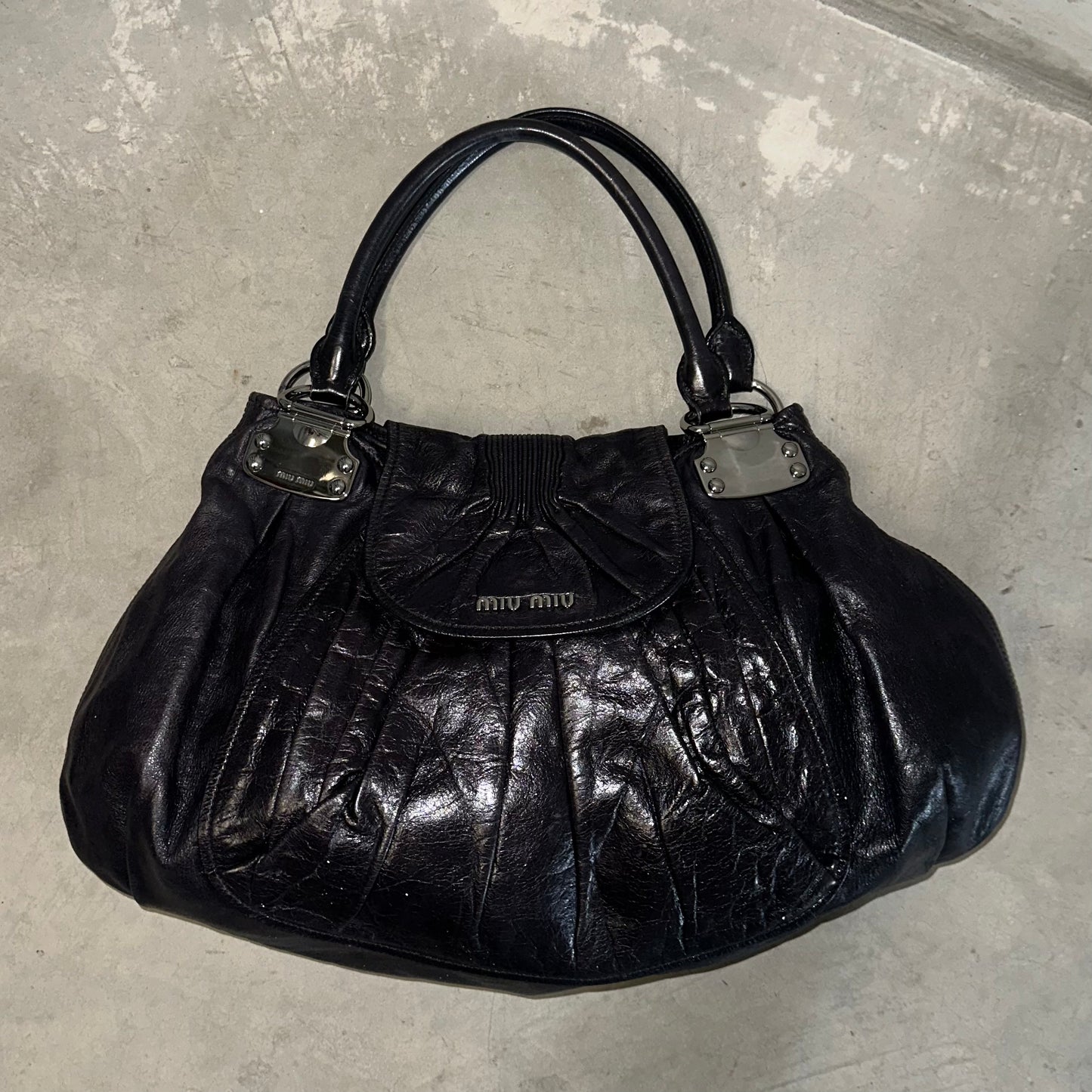 Miu Miu Large Black Bag with Silver Hardware