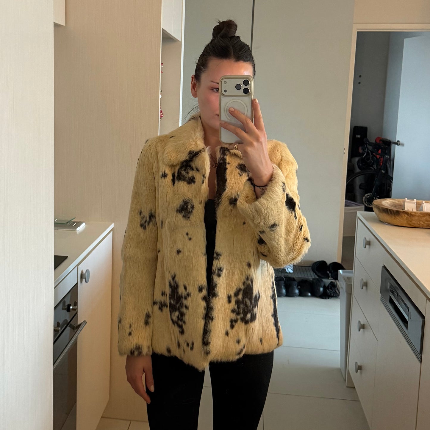 Vintage Spotted Rabbit Fur Coat