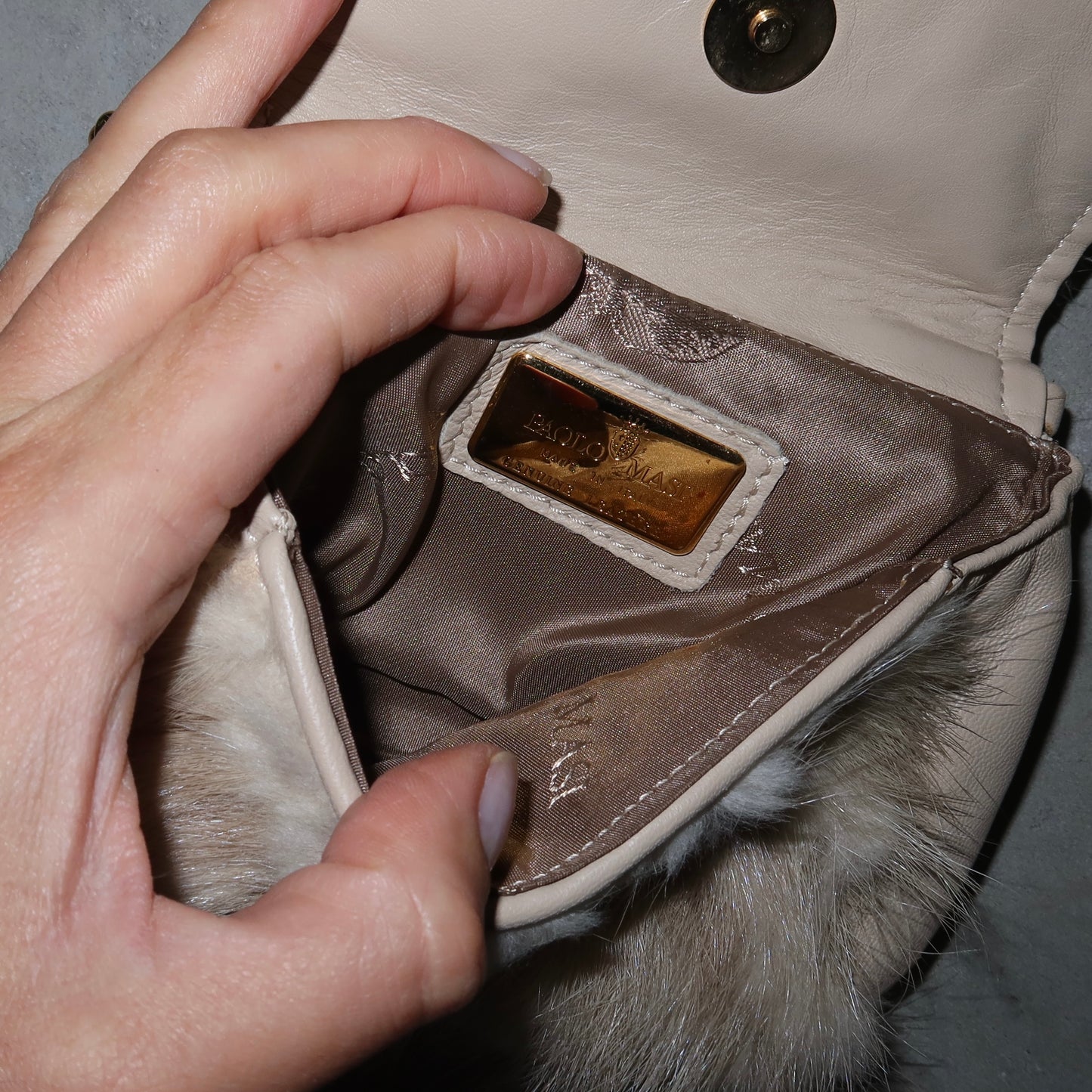 Paolo Masi Cream Mink Fur Micro Bag