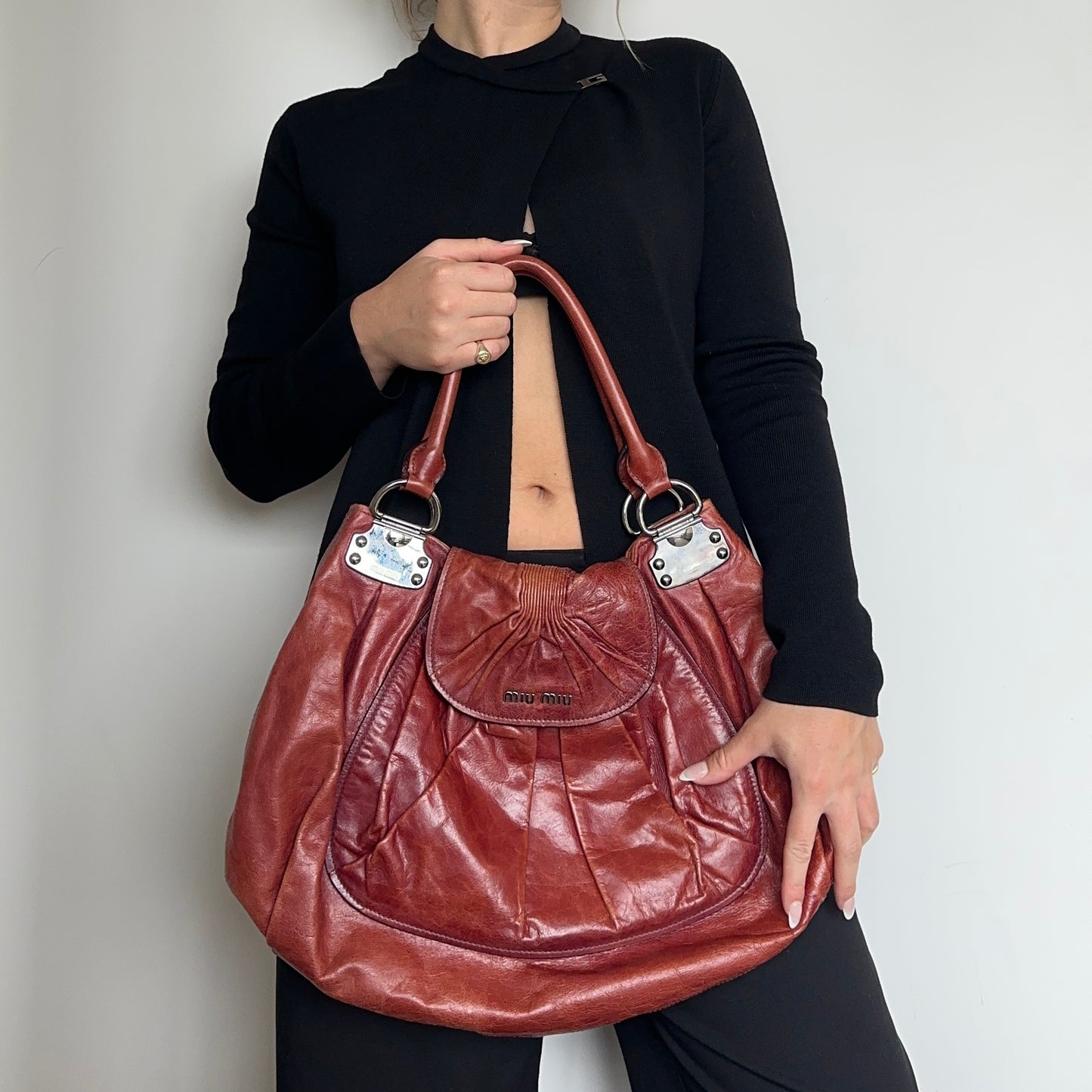 Miu Miu Oversized Rust Leather Bag