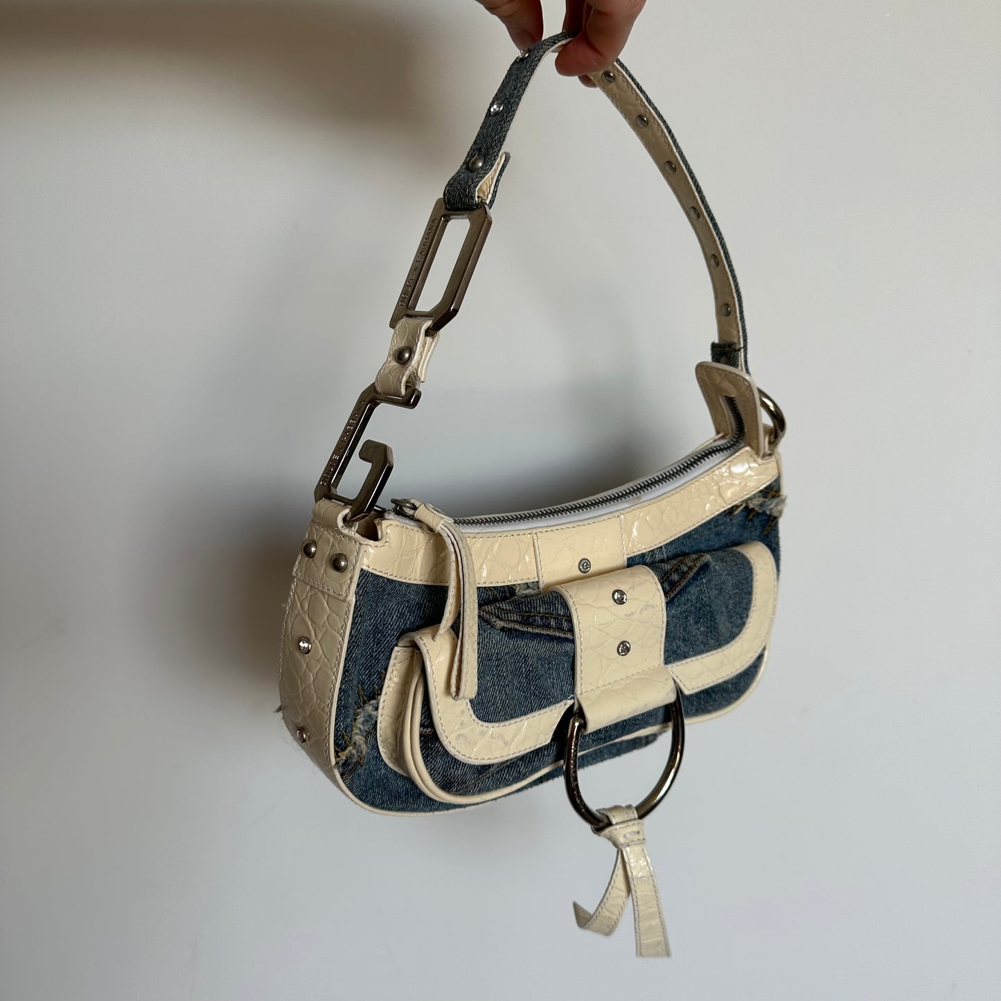 Dolce & Gabbana Denim Flap Front Shoulder Bag