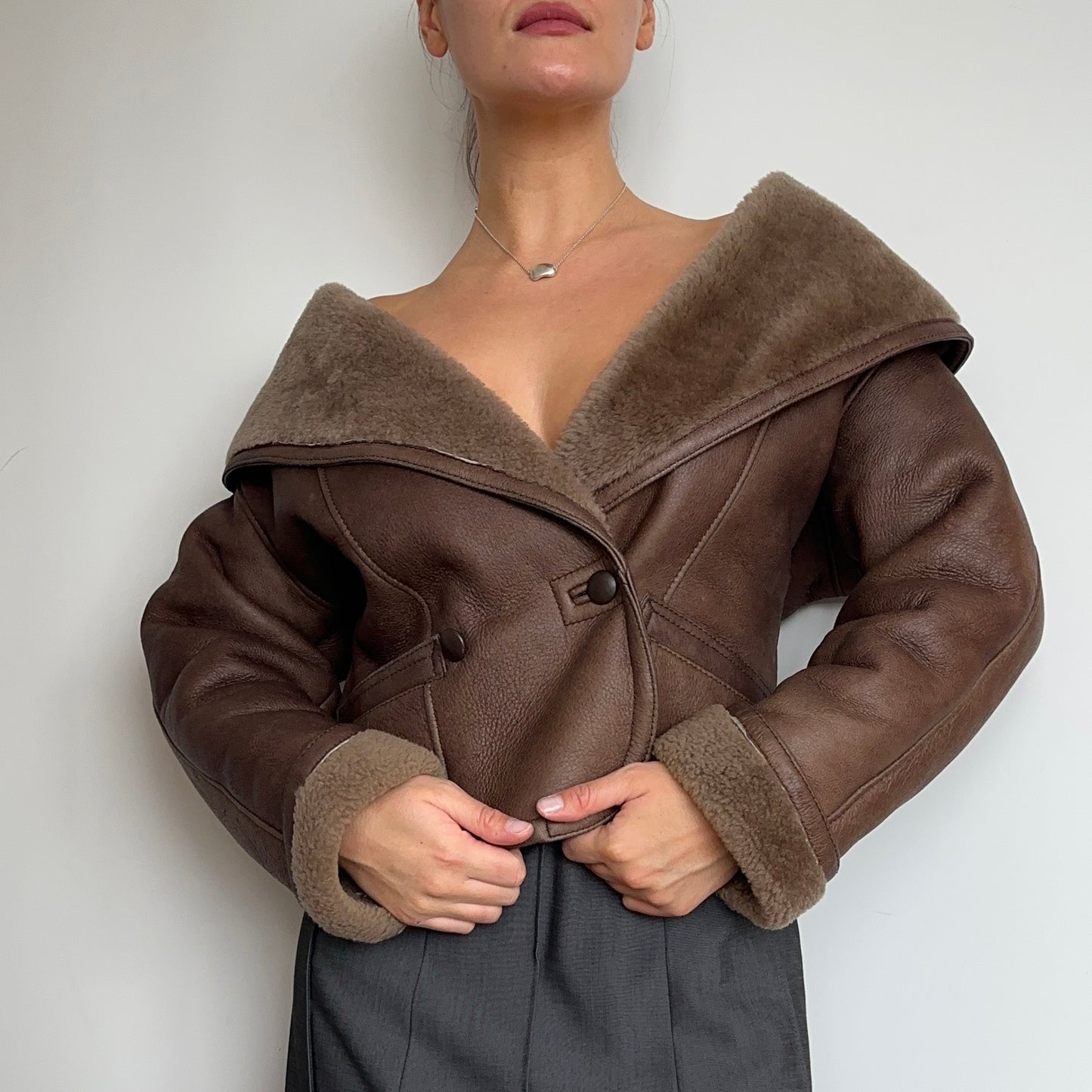 Blumarine Leather Shearling Jacket
