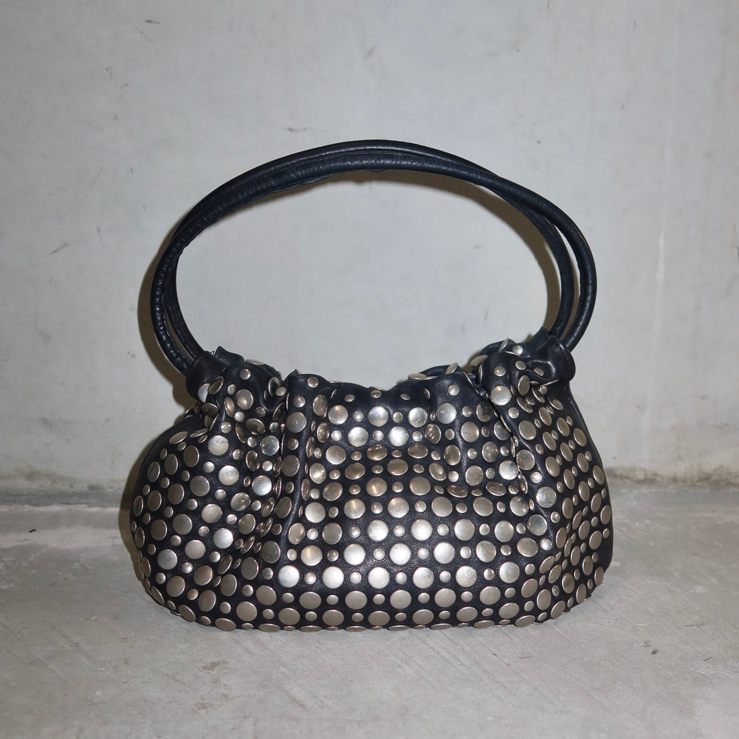 Sonia Rykiel Black Leather Domino Bag