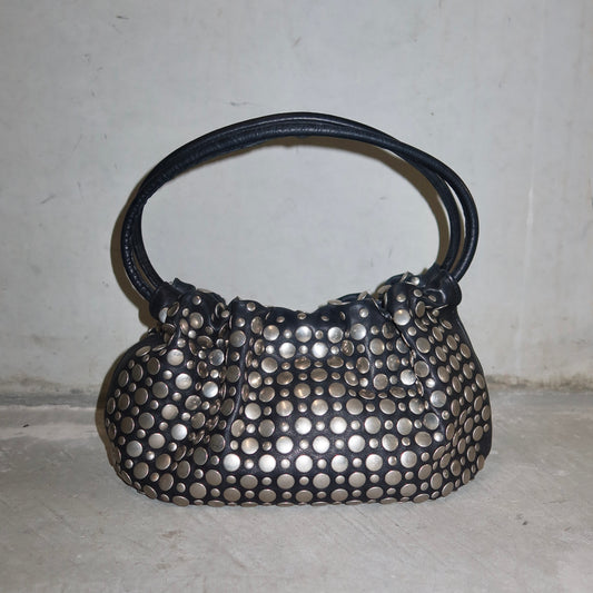 Sonia Rykiel Black Leather Domino Bag