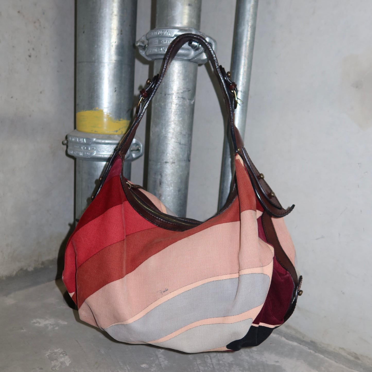 Emilio Pucci Corduroy Printed Hobo Bag