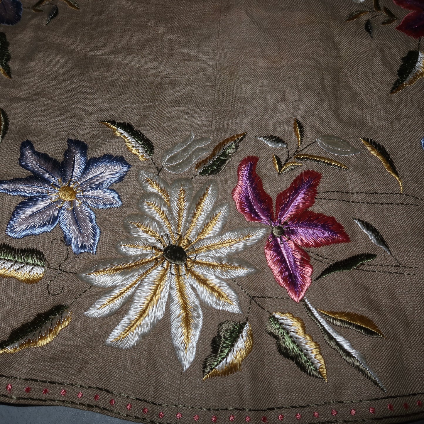 DKNY Embroidered Linen Skirt