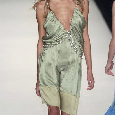 Chloé SS2005 Green Silk Beaded Dress