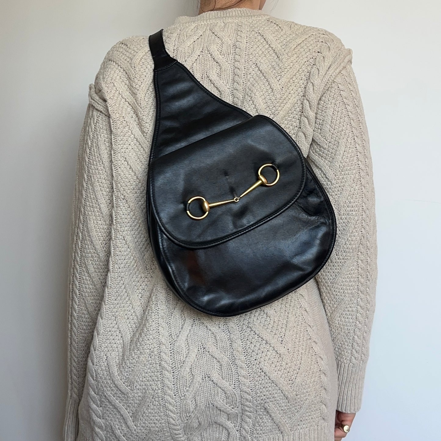 Gucci Black Leather Horsebit Crossbody