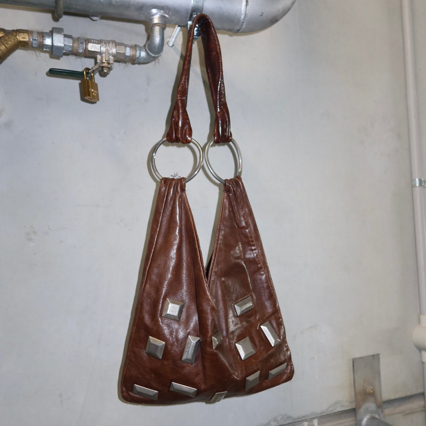 Marni Brown Leather Studded Bag
