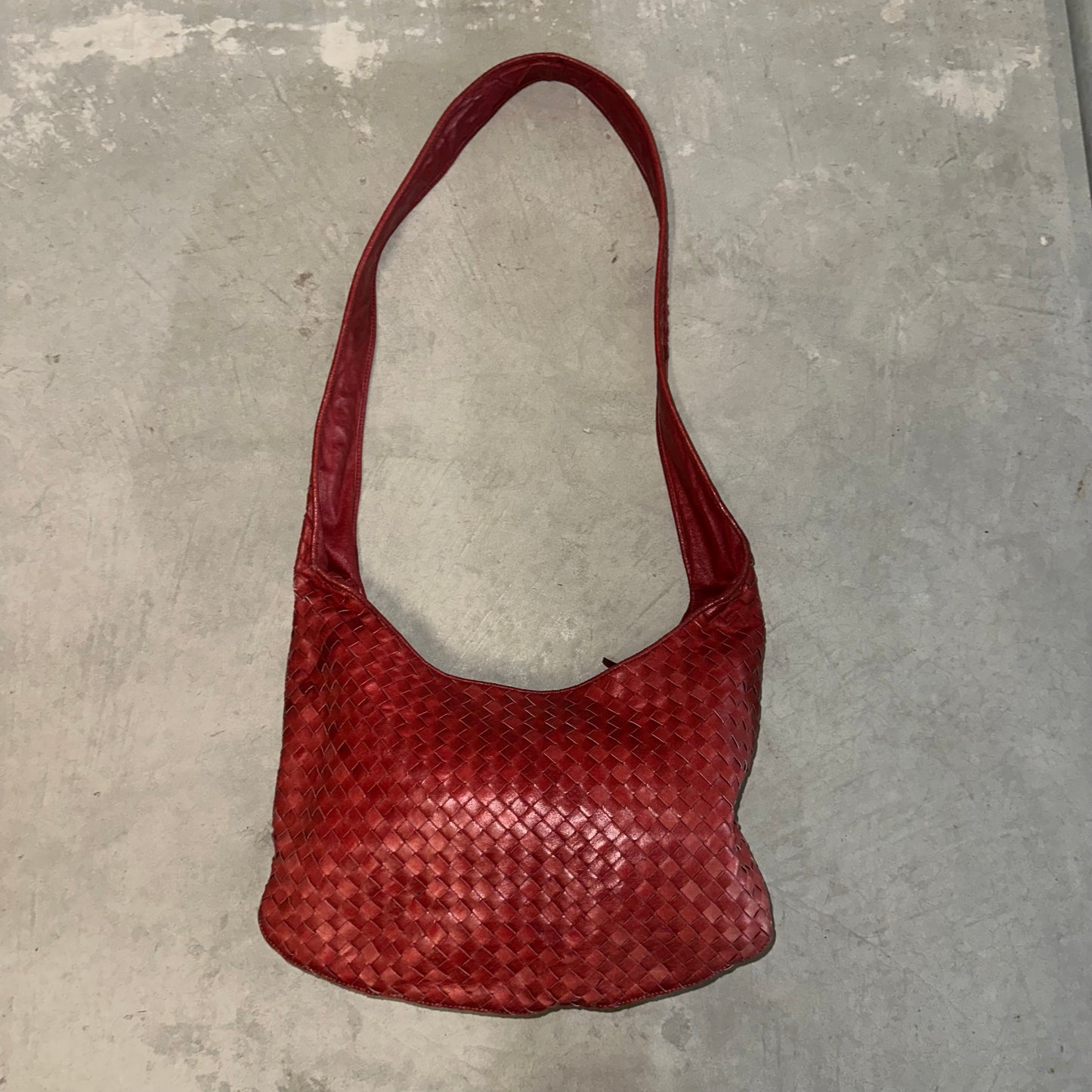 Bottega Veneta Red Intrecciato Crossbody Hobo
