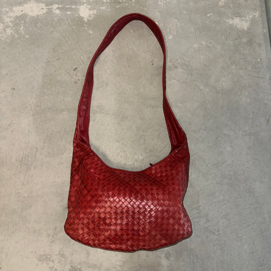 Bottega Veneta Red Intrecciato Crossbody Hobo