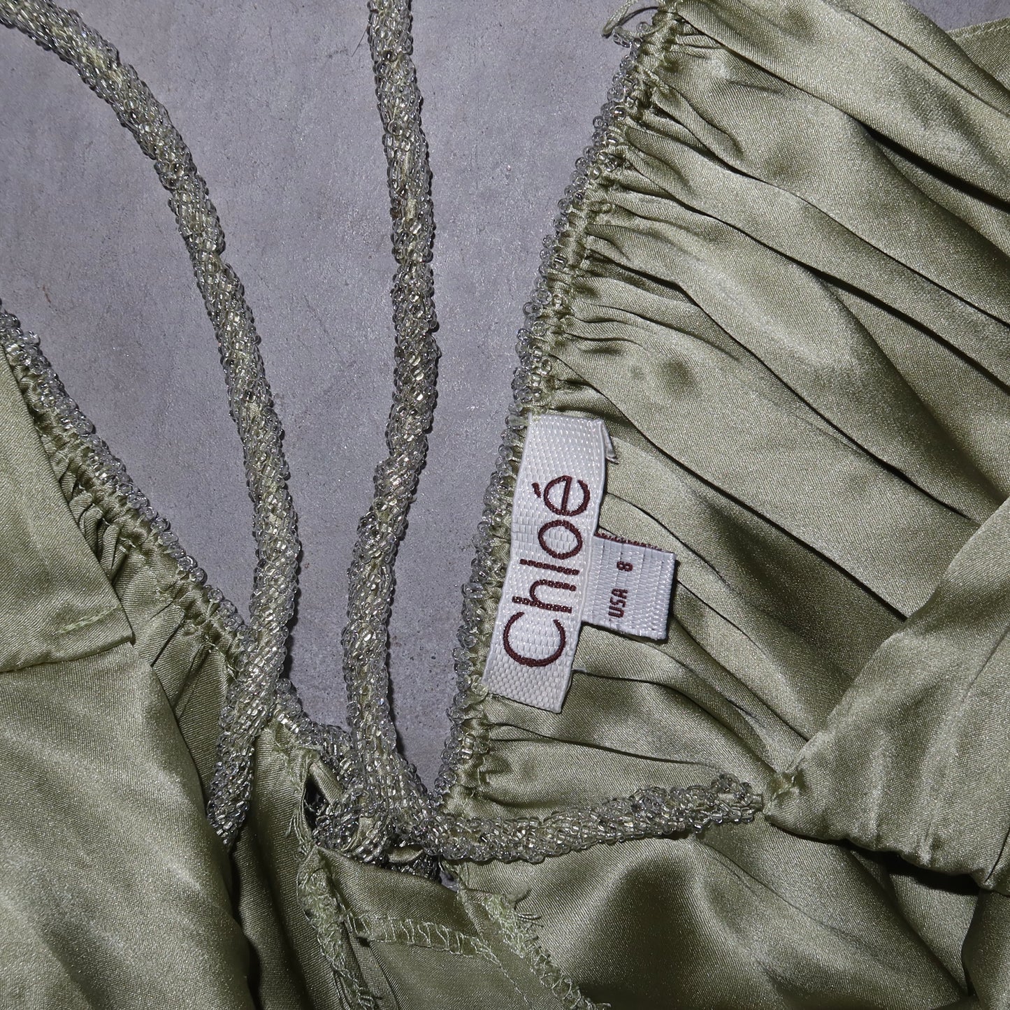 Chloé SS2005 Green Silk Beaded Dress
