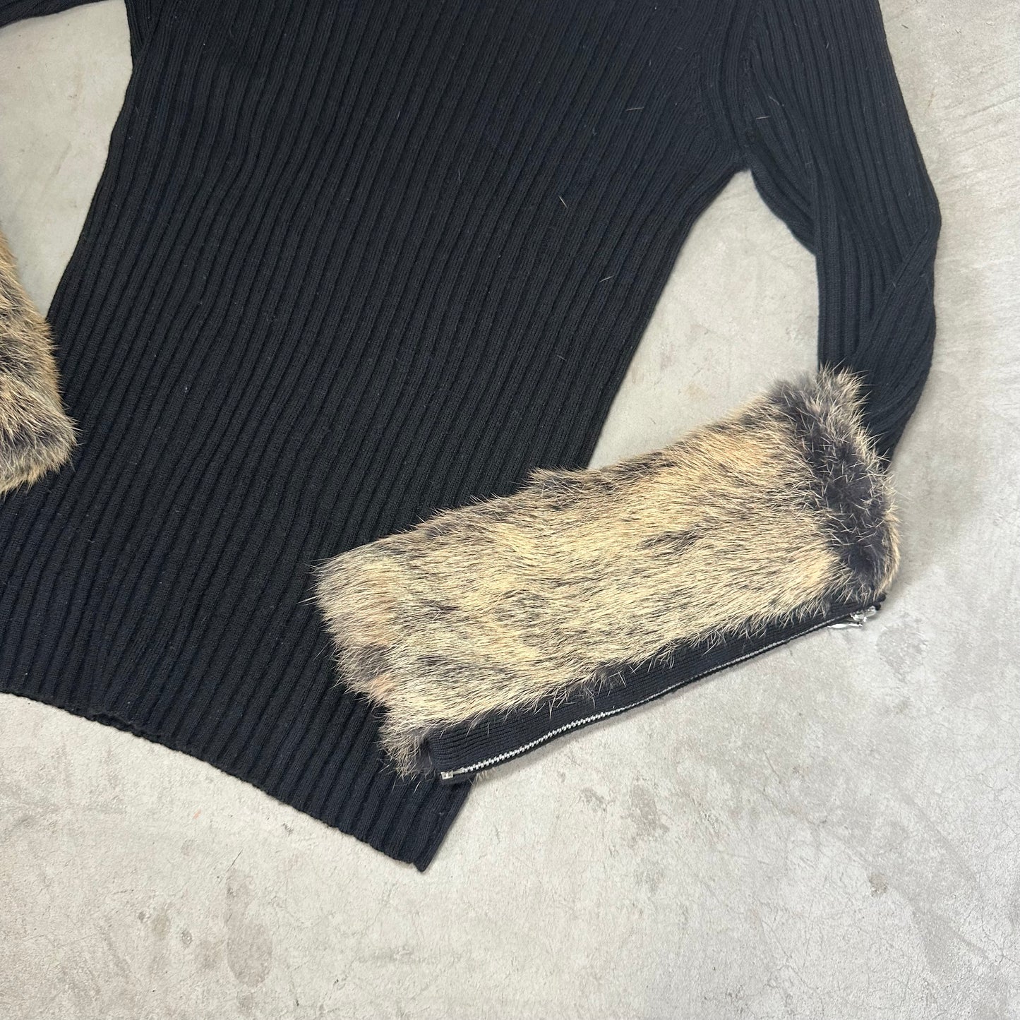 Jean Paul Gaultier Turtle Neck with Rabbit Fur Cuffs
