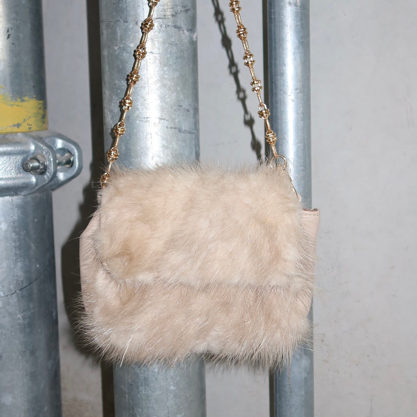 Paolo Masi Cream Mink Fur Micro Bag