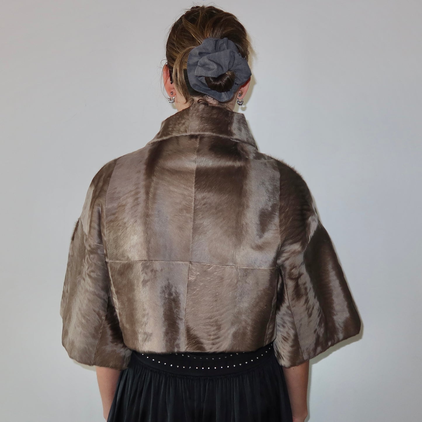 Marni Grey Lamb Fur Cropped Jacket