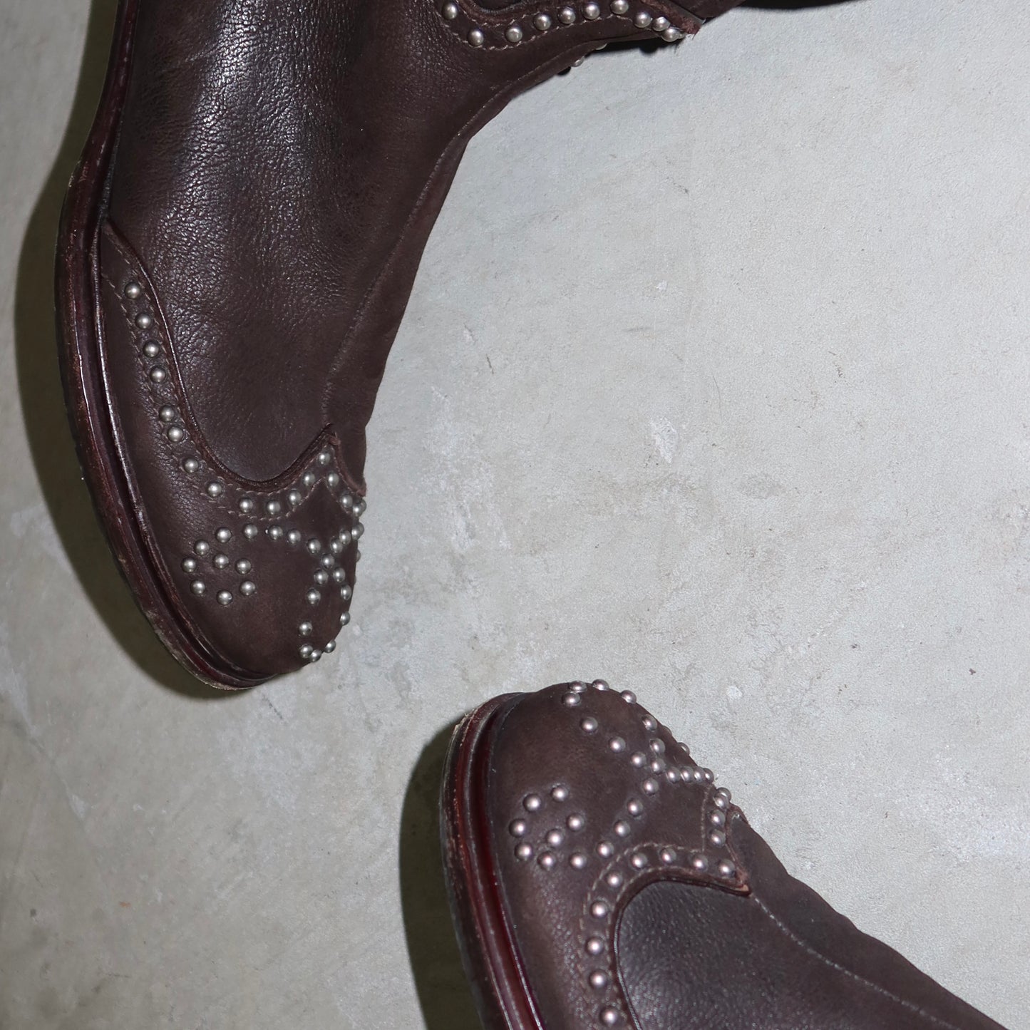 Miu Miu Brown Leather Studded Boots (37)