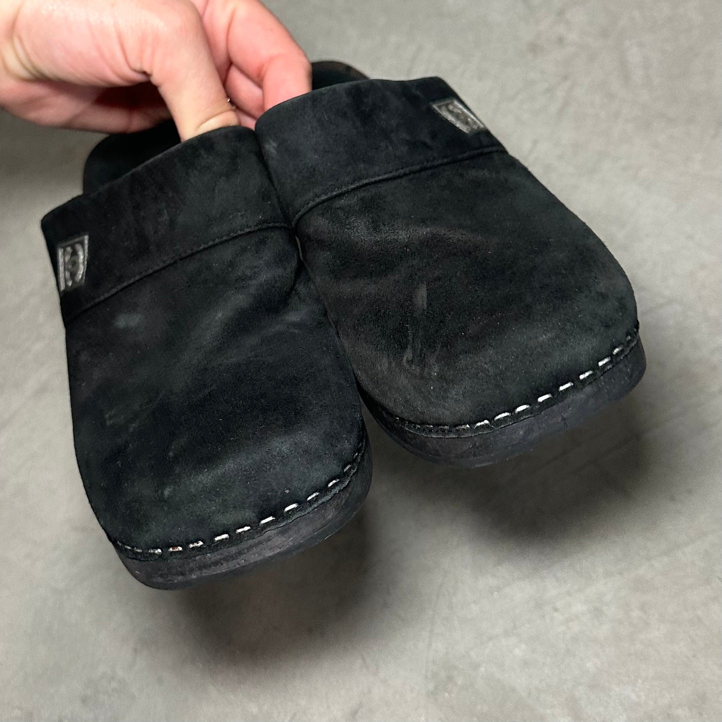 Chanel Black Suede Clogs (37)