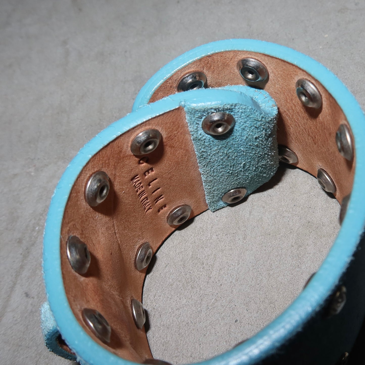 Celine Blue Suede Rhinestone Cuff