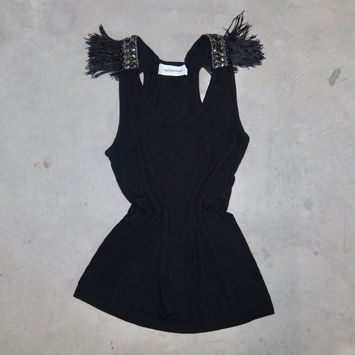 Emilio Pucci 2007 Feather Shoulder Vest