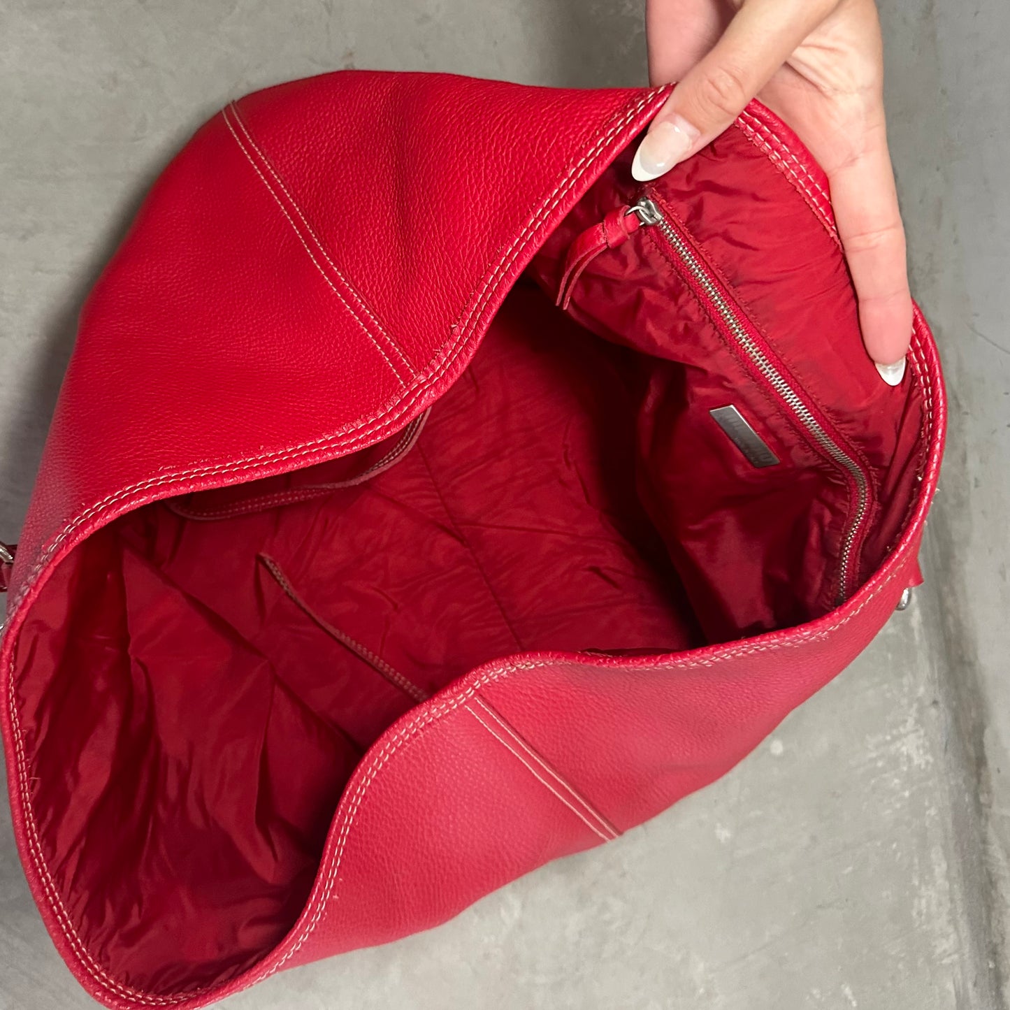 Miu Miu Red Leather Clasp Front Tote